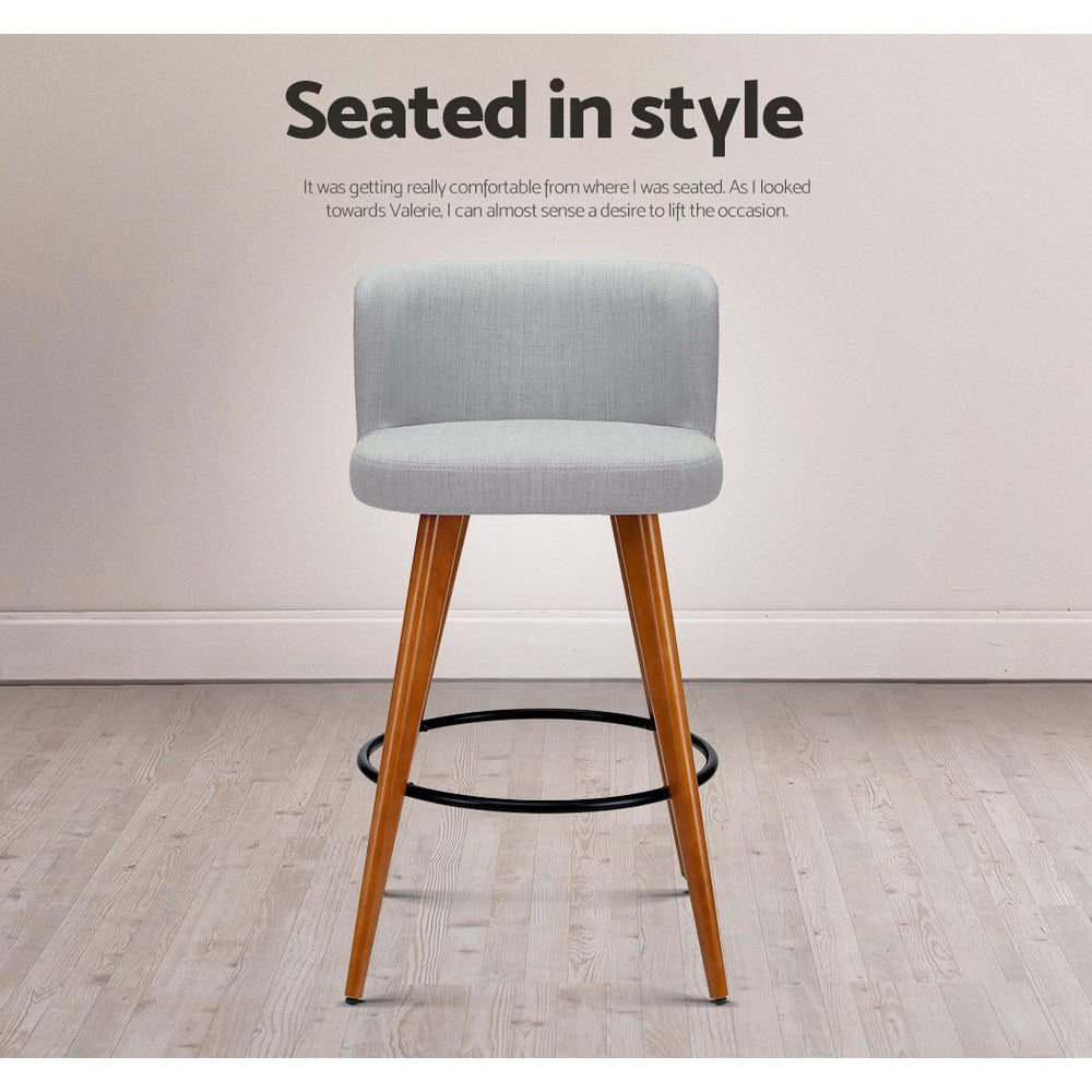 Artiss 4x Bar Stools Linen Padded Wooden Grey BA-TW-8126-LI-GYX4