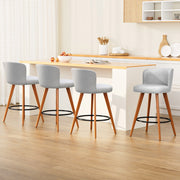 Artiss 4x Bar Stools Linen Padded Wooden Grey BA-TW-8126-LI-GYX4