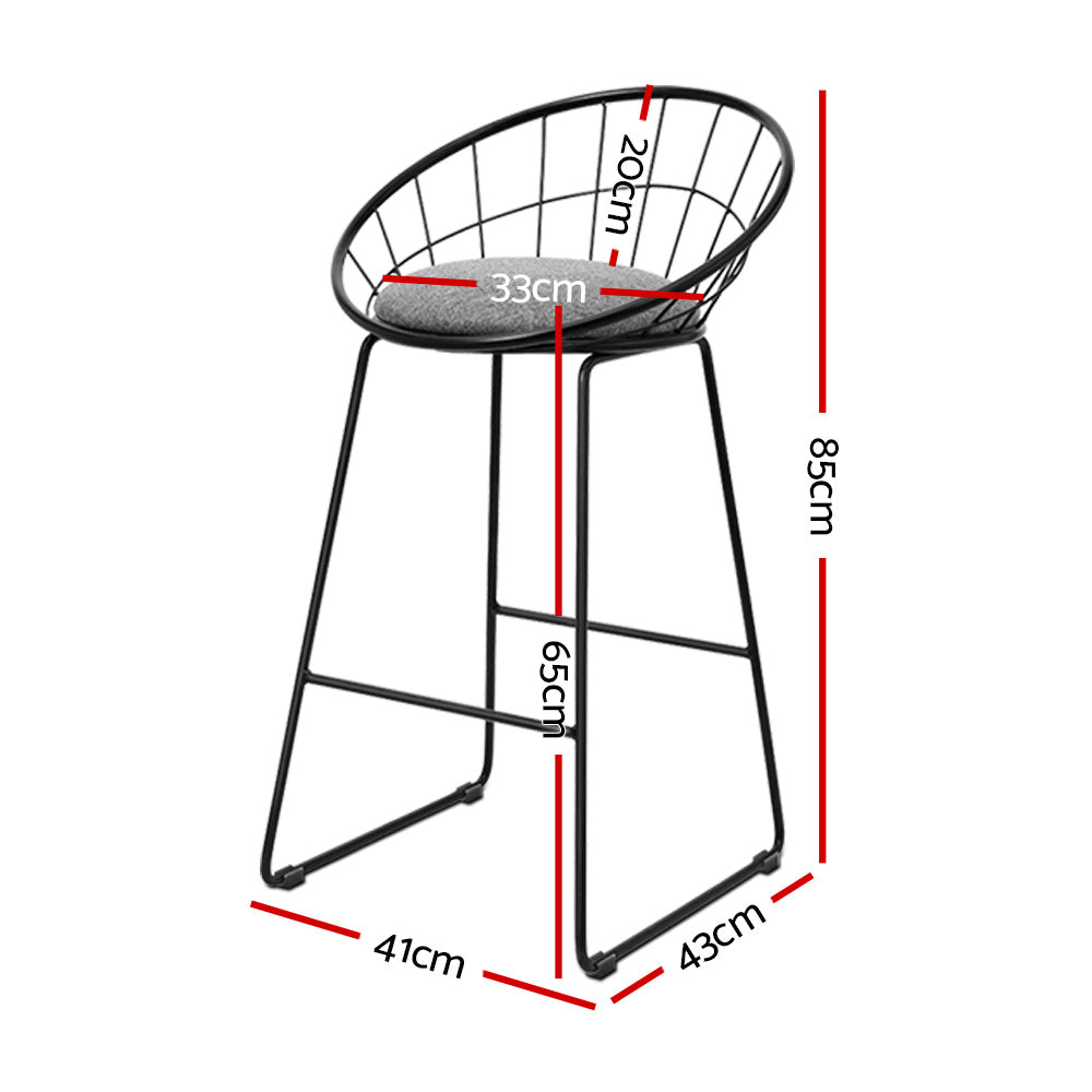 Artiss 2x Bar Stools Padded Seat Metal BA-TW-8128-BKX2
