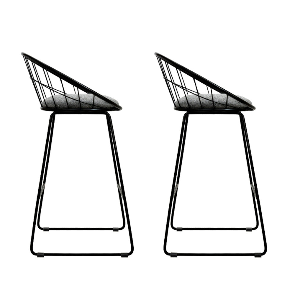 Artiss 2x Bar Stools Padded Seat Metal BA-TW-8128-BKX2