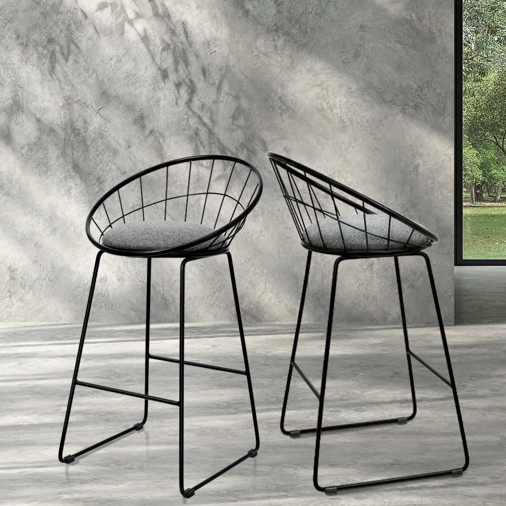 Artiss 2x Bar Stools Padded Seat Metal BA-TW-8128-BKX2