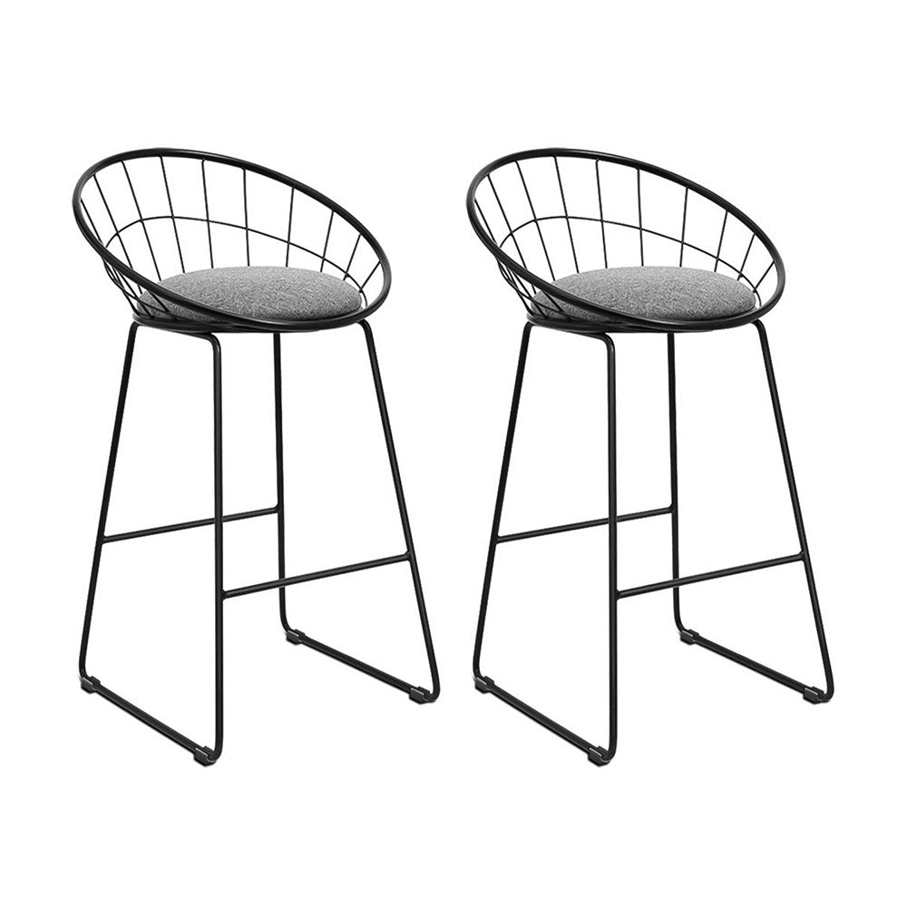 Artiss 2x Bar Stools Padded Seat Metal BA-TW-8128-BKX2