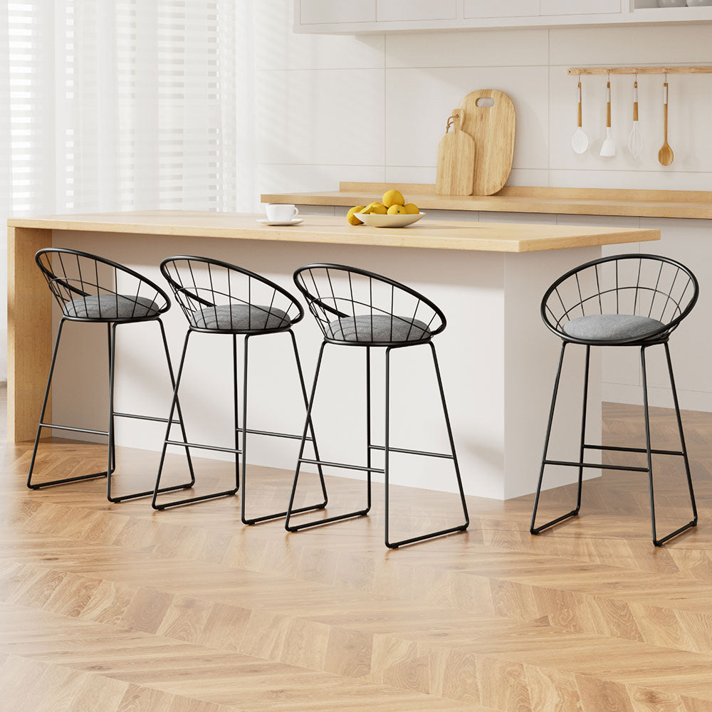 Artiss 4x Bar Stools Padded Seat Metal BA-TW-8128-BKX4
