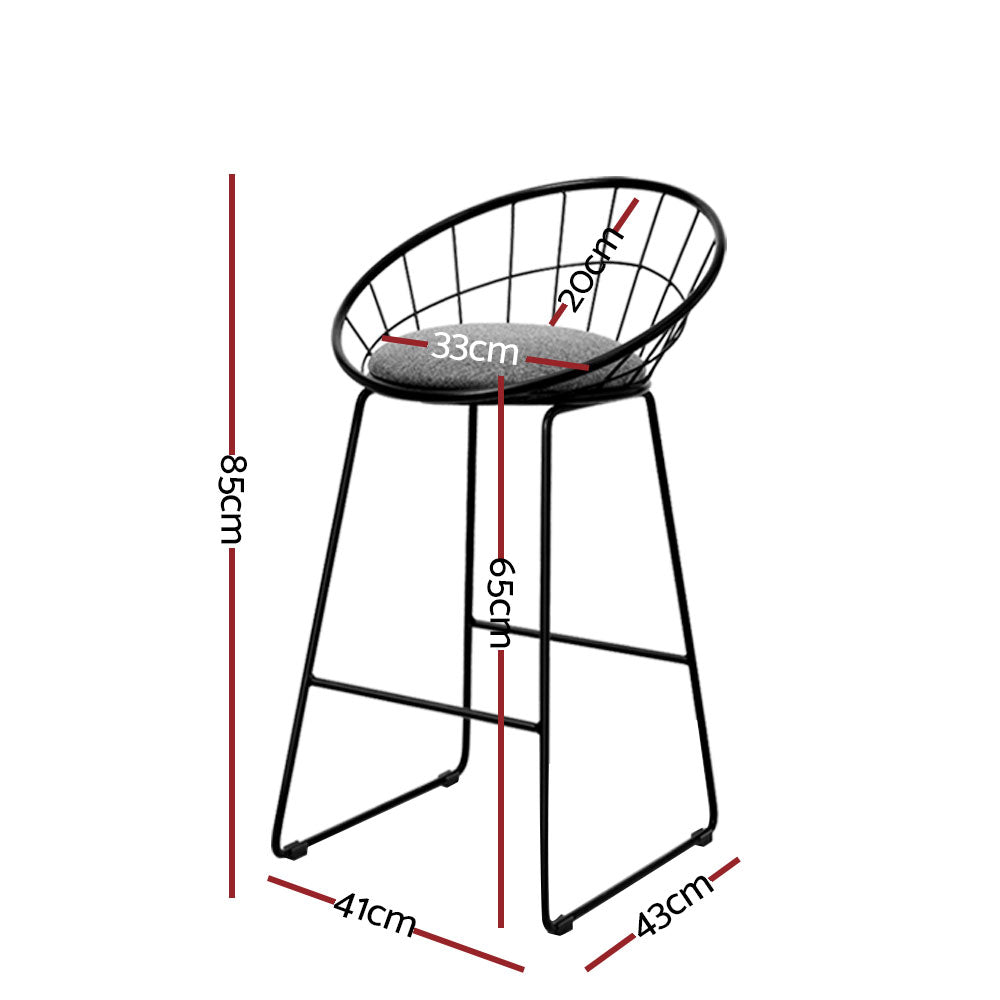 Artiss 4x Bar Stools Padded Seat Metal BA-TW-8128-BKX4