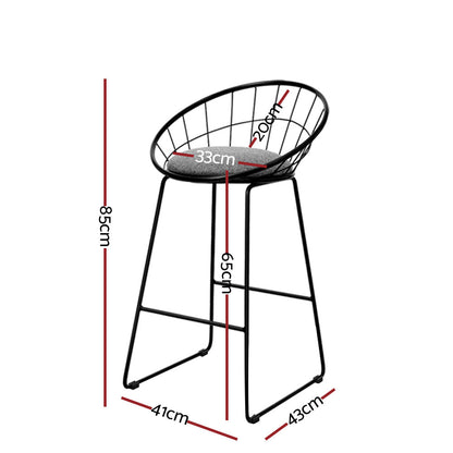 Artiss 4x Bar Stools Padded Seat Metal BA-TW-8128-BKX4