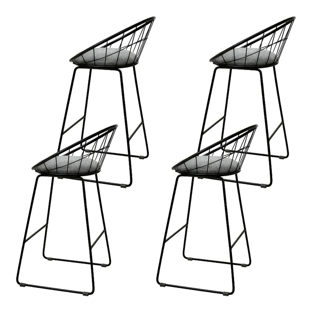Artiss 4x Bar Stools Padded Seat Metal BA-TW-8128-BKX4