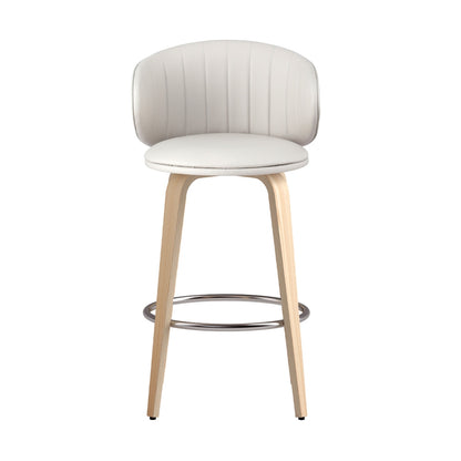 2x Artiss Bar Stools Dining Chairs Contoured Leather Wood Stool BA-TW-8186-BGX2