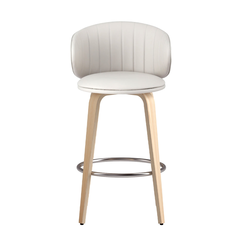4x Artiss Bar Stools Dining Chairs Contoured Leather Wood Stool BA-TW-8186-BGX4