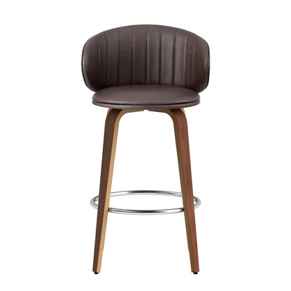 4x Artiss Bar Stools Dining Chairs Contoured Leather Wood Stool BA-TW-8186-BRX4