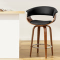 Artiss Bar Stools Swivel PU Seat Wooden BA-TW-8201-BK