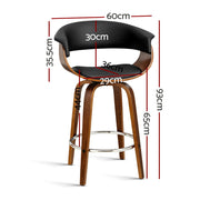 Artiss Bar Stools Swivel PU Seat Wooden BA-TW-8201-BK