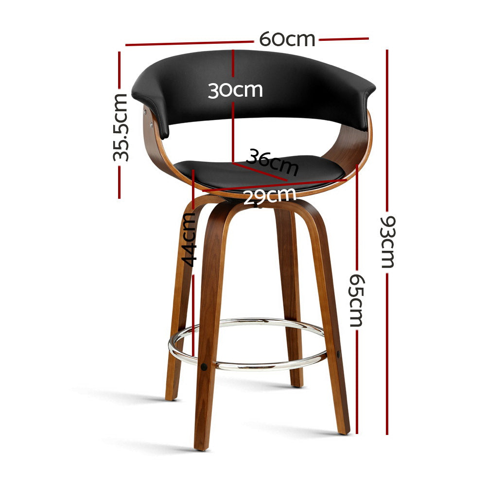 Artiss Bar Stools Swivel PU Seat Wooden BA-TW-8201-BK