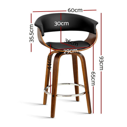 Artiss Bar Stools Swivel PU Seat Wooden BA-TW-8201-BK
