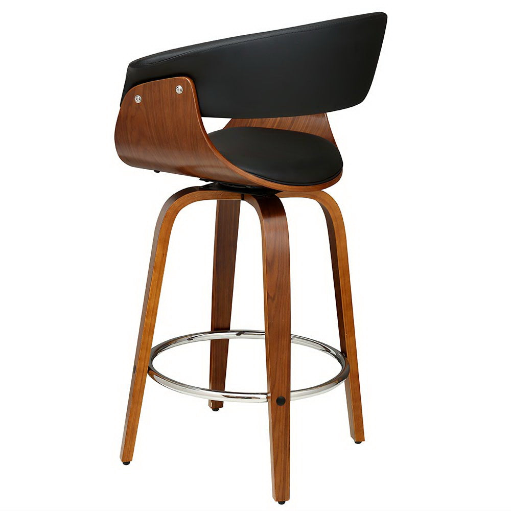 Artiss Bar Stools Swivel PU Seat Wooden BA-TW-8201-BK