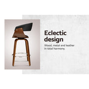 Artiss Bar Stools Swivel PU Seat Wooden BA-TW-8201-BK