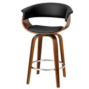 Artiss Bar Stools Swivel PU Seat Wooden BA-TW-8201-BK