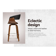 Artiss 2x Bar Stools Swivel PU Seat Wooden BA-TW-8201-BKX2