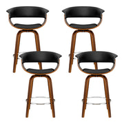Artiss 4x Bar Stools Swivel PU Seat Wooden BA-TW-8201-BKX4