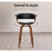 Artiss 4x Bar Stools Swivel PU Seat Wooden BA-TW-8201-BKX4
