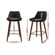 Artiss 2x Bar Stools PU Seat Wooden BA-TW-8206-BKX2