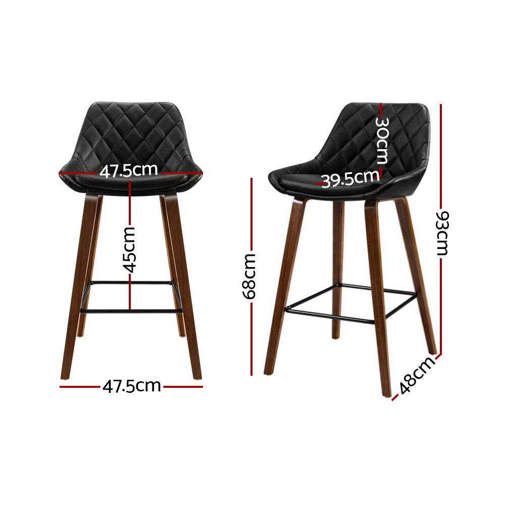 Artiss 2x Bar Stools PU Seat Wooden BA-TW-8206-BKX2