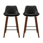 Artiss 2x Bar Stools PU Seat Wooden BA-TW-8206-BKX2