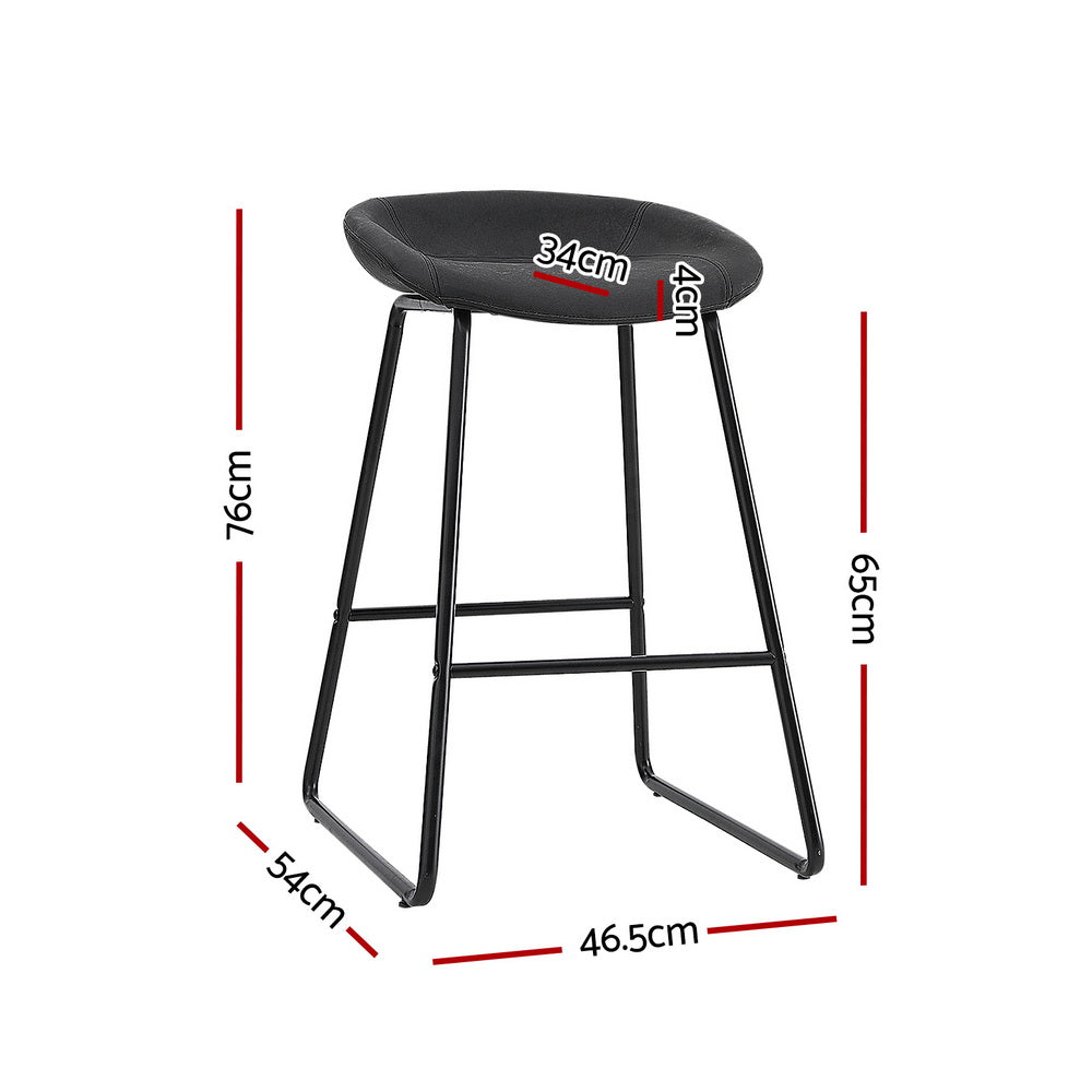 Artiss 2x Bar Stools Kitchen Dining Chairs Counter Stool PU Leather Metal BA-TW-8320-BKX2
