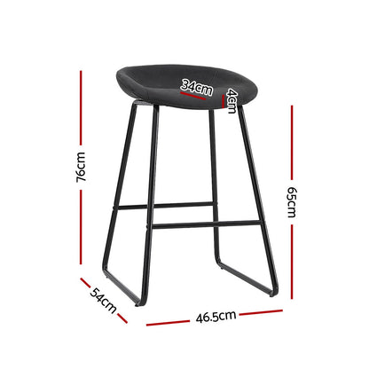 Artiss 2x Bar Stools Kitchen Dining Chairs Counter Stool PU Leather Metal BA-TW-8320-BKX2