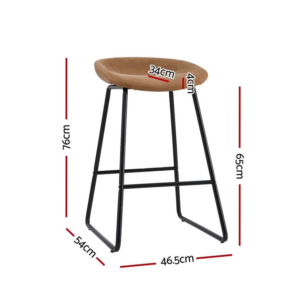 Artiss 2x Bar Stools Kitchen Dining Chairs Counter Stool PU Leather Metal Brown BA-TW-8320-BRX2