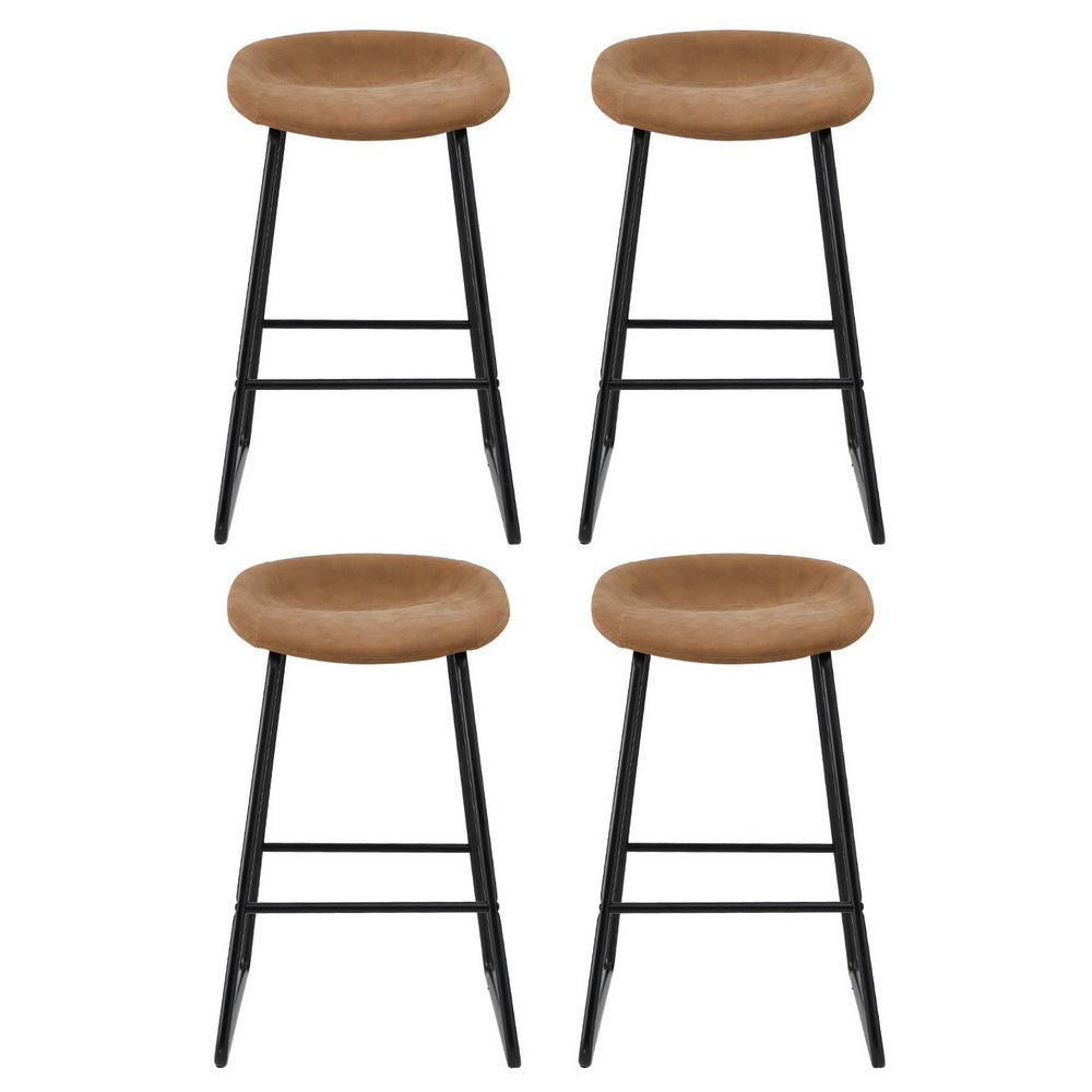 Artiss 4x Bar Stools Kitchen Dining Chairs Counter Stool PU Leather Metal Brown BA-TW-8320-BRX4