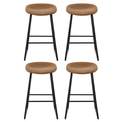 Artiss 4x Bar Stools Kitchen Dining Chairs Counter Stool PU Leather Metal Brown BA-TW-8320-BRX4