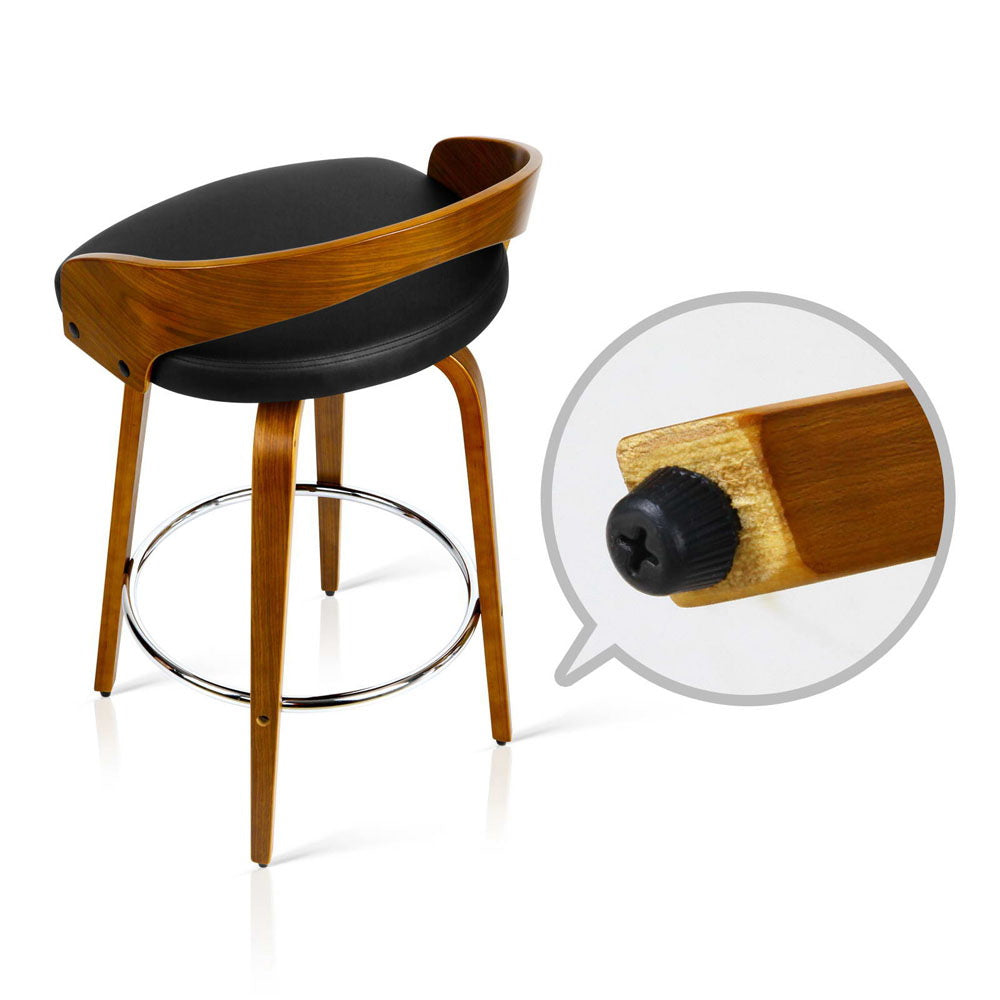 Artiss 2x Bar Stools Swivel Seat Curving Backrest BA-TW-8565-BKX2-AB