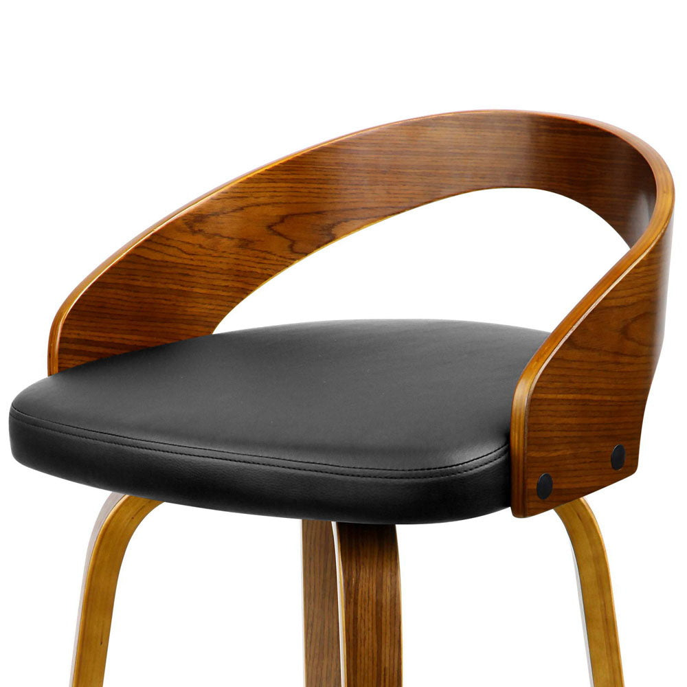 Artiss 2x Bar Stools Swivel Seat Curving Backrest BA-TW-8565-BKX2-AB