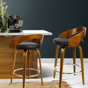 Artiss 2x Bar Stools Swivel Seat Curving Backrest BA-TW-8565-BKX2-AB