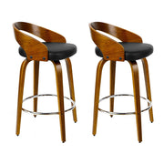 Artiss 2x Bar Stools Swivel Seat Curving Backrest BA-TW-8565-BKX2-AB