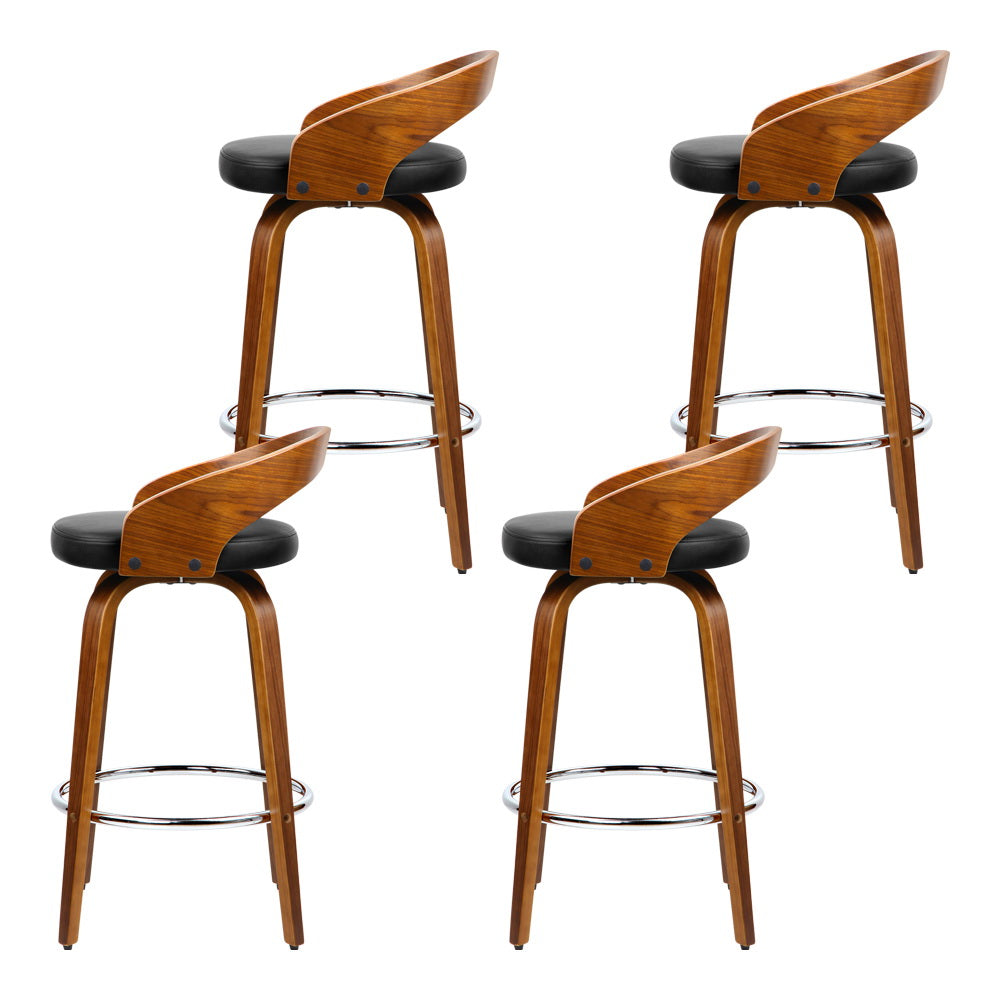 Artiss 4x Bar Stools Swivel Seat Curving Backrest BA-TW-8565-BKX4-AB
