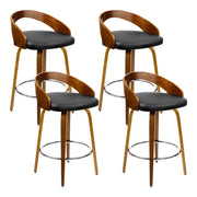 Artiss 4x Bar Stools Swivel Seat Curving Backrest BA-TW-8565-BKX4-AB