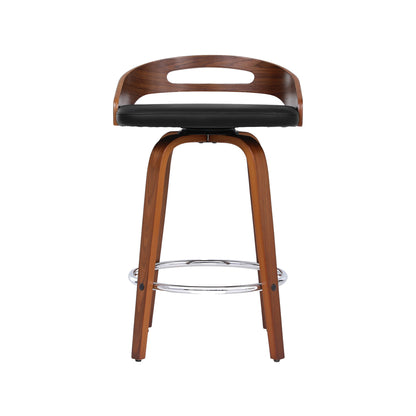 Artiss 2x Bar Stools Swivel Dining Chairs Low Back Counter Seat PU Cushion BA-TW-8566-BKX2-AB