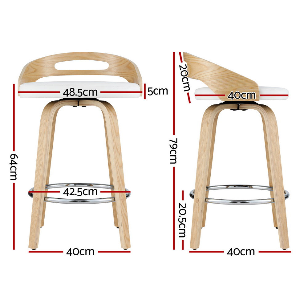 Artiss 4x Bar Stools Swivel Dining Chairs Low Back Counter Seat PU Cushion BA-TW-8566-WHX4-AB