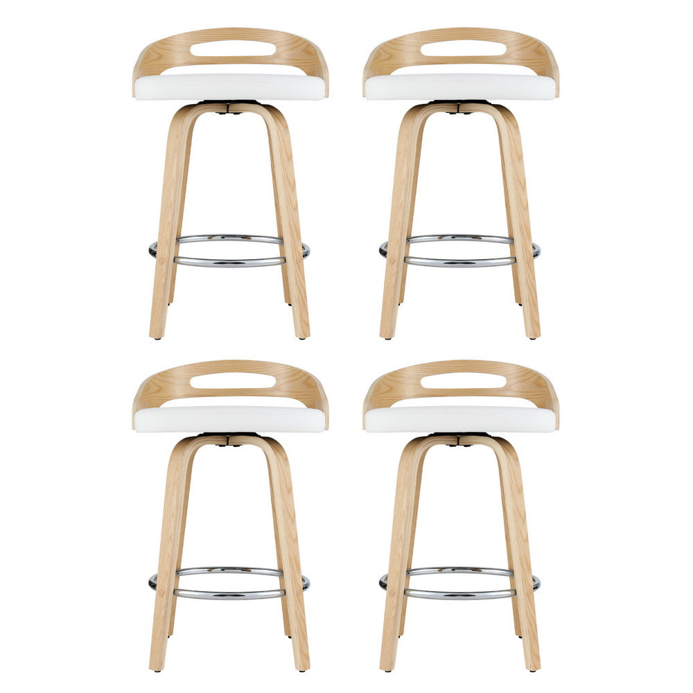 Artiss 4x Bar Stools Swivel Dining Chairs Low Back Counter Seat PU Cushion BA-TW-8566-WHX4-AB