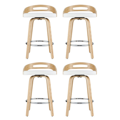Artiss 4x Bar Stools Swivel Dining Chairs Low Back Counter Seat PU Cushion BA-TW-8566-WHX4-AB