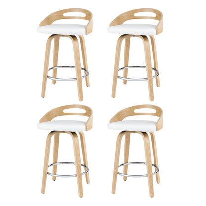 Artiss 4x Bar Stools Swivel Dining Chairs Low Back Counter Seat PU Cushion BA-TW-8566-WHX4-AB