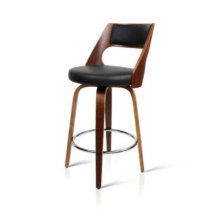 Artiss 2x Bar Stools Swivel Leather Chair 65cm BA-TW-8569-BKX2-AB