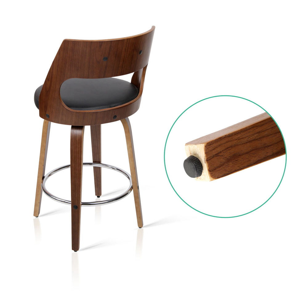 Artiss 2x Bar Stools Swivel Leather Chair 65cm BA-TW-8569-BKX2-AB
