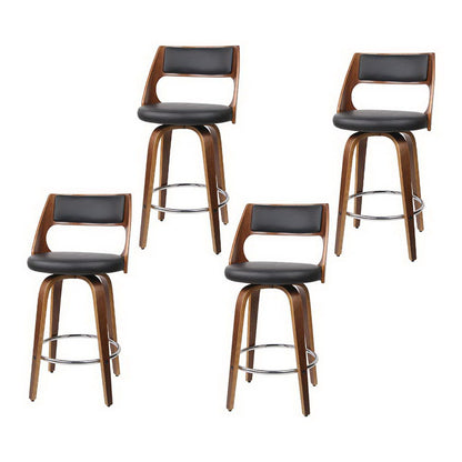 Artiss 4x Bar Stools Swivel Leather Chair 65cm BA-TW-8569-BKX4-AB
