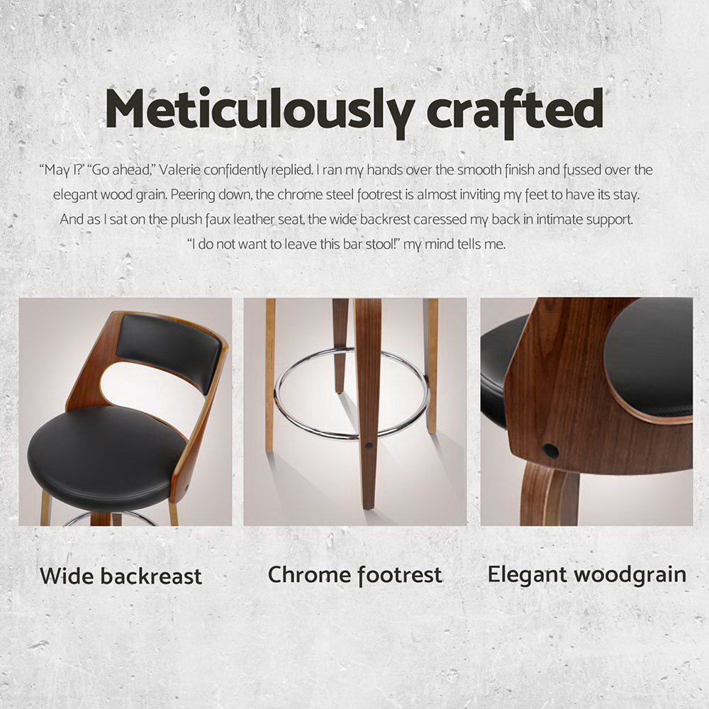 Artiss 4x Bar Stools Swivel Leather Chair 65cm BA-TW-8569-BKX4-AB