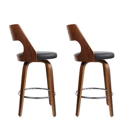 Artiss 2x Bar Stools Swivel Leather Chair 76cm BA-TW-8569-H76-BKX2-AB