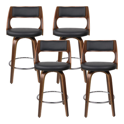 Artiss 4x Bar Stools Swivel Leather Chair 76cm BA-TW-8569-H76-BKX4-AB