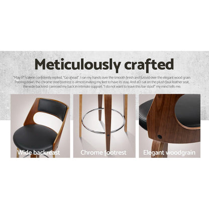 Artiss 4x Bar Stools Swivel Leather Chair 76cm BA-TW-8569-H76-BKX4-AB