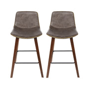 Artiss Bar Stools Kitchen Counter Barstools Leather Wooden Chairs x2 BA-TW-8701-BZX2